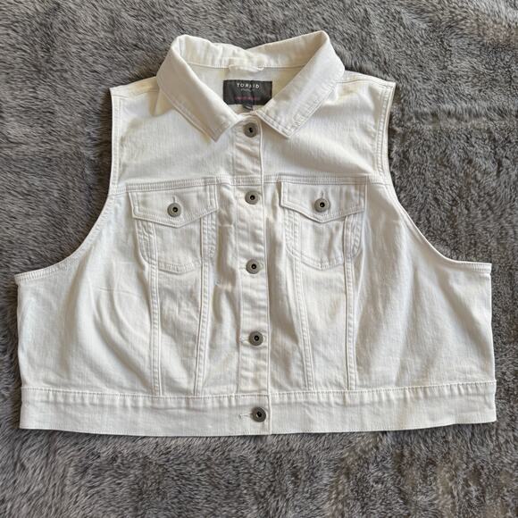 Torrid White Crop Denim Vest NEW Size 3 3X NWT Closet Staple Capsule Wardrobe - Picture 7 of 16